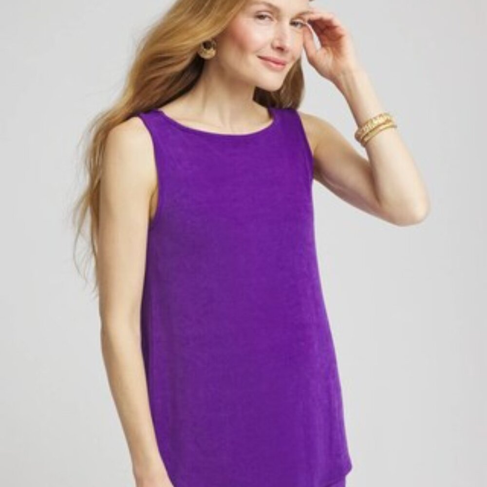 Chico's Travelers™ Side Slit Tank Midnight Orchid XL - Picture 3 of 6